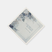 Dusty Blue Silver Rose Winter Floral Wedding スタンダードカクテルナプキン (角)