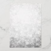 Dusty Blue Silver Winter Snowflake Quinceanera  箔招待状 (裏面)