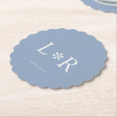 Dusty Blue Simple Chic Couple ペーパーコースター (アングル)