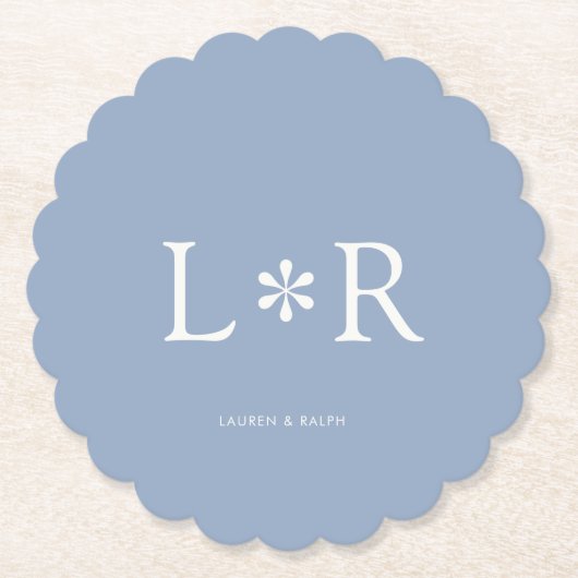 Dusty Blue Simple Chic Couple ペーパーコースター (正面)