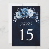 Dusty Blue Slate Navy Wedding Table Number Card (裏面)