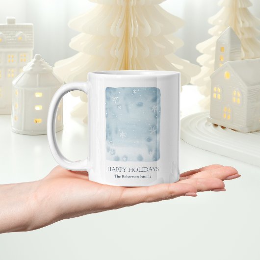 Dusty Blue Snowflake コーヒーマグカップ