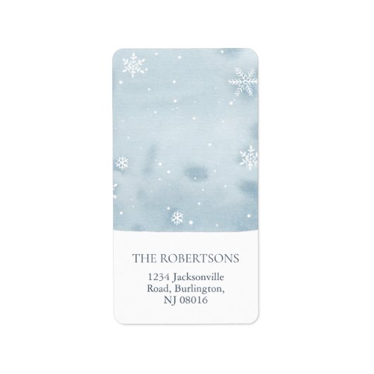 Dusty Blue Snowflake Return Address Label ラベル (正面)