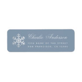 Dusty Blue Snowflake Winter Holidays Faux Silver ラベル (正面)