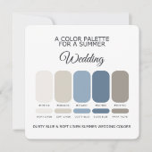 Dusty Blue Soft Linen Summer Wedding Palette Card 招待状 (正面)
