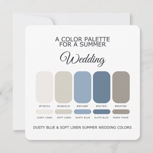 Dusty Blue Soft Linen Summer Wedding Palette Card 招待状 (正面)