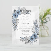 Dusty Blue Sophisticated Winter Wedding 招待状 (スタンド正面)