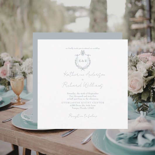 Dusty Blue Square Elegant Wedding