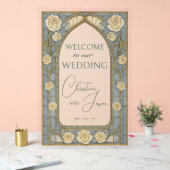 Dusty Blue Stained Glass Floral Wedding Welcome  アクリルサイン (ウェディング)