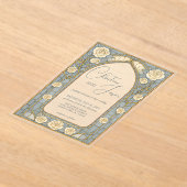 Dusty Blue Stained Glass Whimsical Floral Wedding  アクリル招待状 (レイダウン)