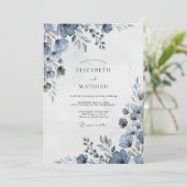 Dusty Blue Stately Winter Wedding 招待状 (スタンド正面)