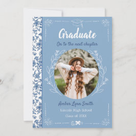 Dusty Blue Story Book Graduation 招待状