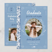 Dusty Blue Story Book Graduation 招待状 (正面/裏面)