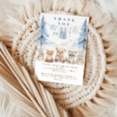 Dusty Blue Storybook Forest Baby Shower サンキューカード