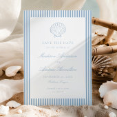 Dusty Blue Stripe Shell Wedding Save the Date