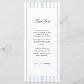 Dusty Blue Striped Elegance Classy Wedding メニュー (裏面)