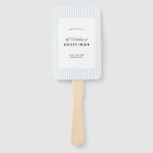 Dusty Blue Striped Elegance Classy Wedding Program ハンドファン (正面)