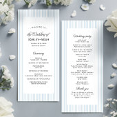 Dusty Blue Striped Elegance Classy Wedding Program メニュー