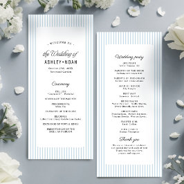 Dusty Blue Striped Elegance Classy Wedding Program メニュー