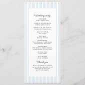 Dusty Blue Striped Elegance Classy Wedding Program メニュー (裏面)