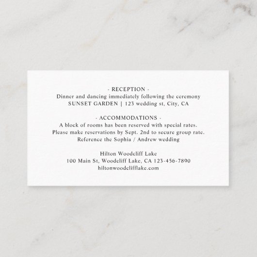 Dusty Blue Striped QR Code Classy Wedding Details プレイスカード (裏面)