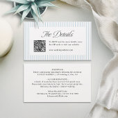 Dusty Blue Striped QR Code Classy Wedding Details プレイスカード