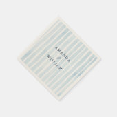 Dusty Blue Striped Wedding Napkin  スタンダードカクテルナプキン (角)