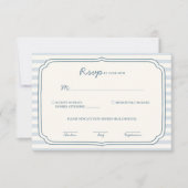 Dusty Blue Striped Wedding Response Card 出欠カード (正面)
