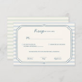 Dusty Blue Striped Wedding Response Card  出欠カード (正面/裏面)
