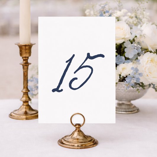Dusty Blue Table 15 – French Stripe Wedding 招待状