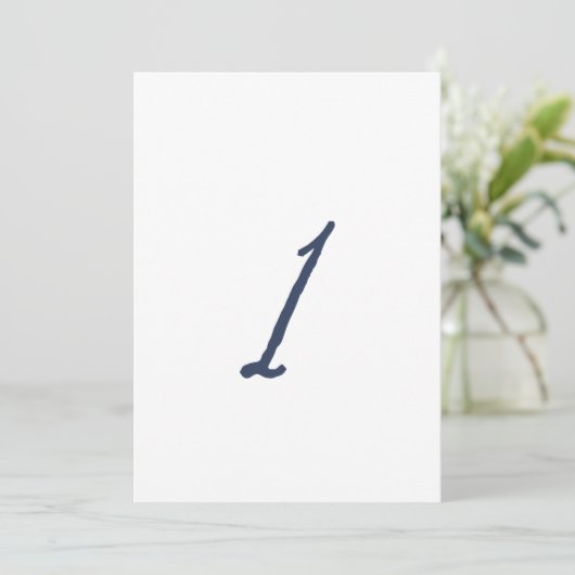 Dusty Blue Table 1 – French Stripe Wedding 招待状 (スタンド正面)