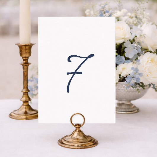 Dusty Blue Table 7 – French Stripe Wedding 招待状
