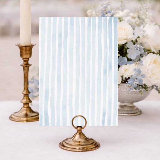 Dusty Blue Table 7 – French Stripe Wedding 招待状