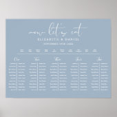 Dusty Blue Table Plan Wedding Seating Chart ポスター (正面)