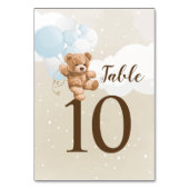 Dusty Blue Teddy Bear Balloon Baby Shower テーブルナンバー (裏面)