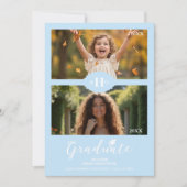 Dusty Blue Then & Now Timeline Graduate 2-Photo 招待状 (正面)