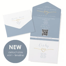 Dusty Blue Timeline All In One Wedding Invitation オールインワン招待状