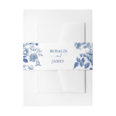 Dusty Blue Toile Floral Wedding Invitation 招待状ベリーバンド (正面例)