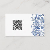 Dusty Blue Toile Floral Wedding Website QR Details エンクロージャーカード (裏面)