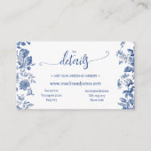 Dusty Blue Toile Floral Wedding Website QR Details エンクロージャーカード (正面)