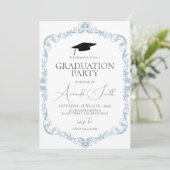 Dusty Blue Toile Frame Graduation Invite 招待状 (スタンド正面)