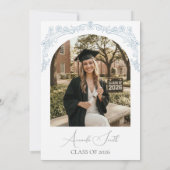 Dusty Blue Toile Frame Graduation Invite 招待状 (裏面)