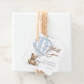 Dusty Blue Toile Hot Air Balloon Bear Thank You フェイバータグ (インサイチュ)