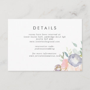 Dusty Blue und Rosa Blumen Hochzeit エンクロージャーカード