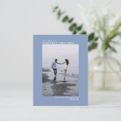 Dusty Blue Vertical Photo Minimalist 結婚's セーブザデート (スタンド正面)