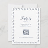 Dusty Blue Vintage Monogram QR Code Wedding 出欠カード (裏面)