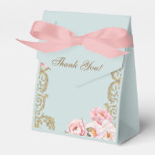 Dusty Blue Vintage Peony Christian Bridal Shower フェイバーボックス (正面サイド)