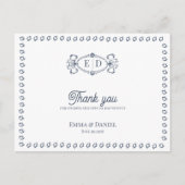 Dusty Blue Vintage Photo Wedding Thank You ポストカード (正面)