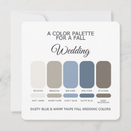 Dusty Blue Warm Taupe Fall Wedding Palette Card 招待状
