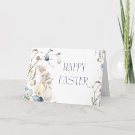 Dusty Blue Watercolor Easter Holiday Card サンキューカード